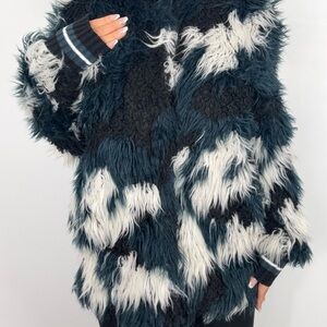 Italian Faux Fur Jacket Black and White Made in Italy